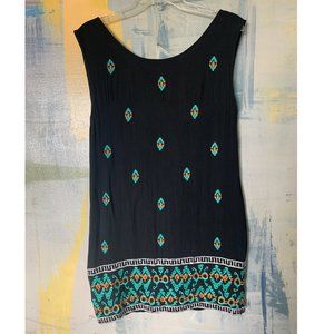 THML Black Embroidered Mini Dress - Medium